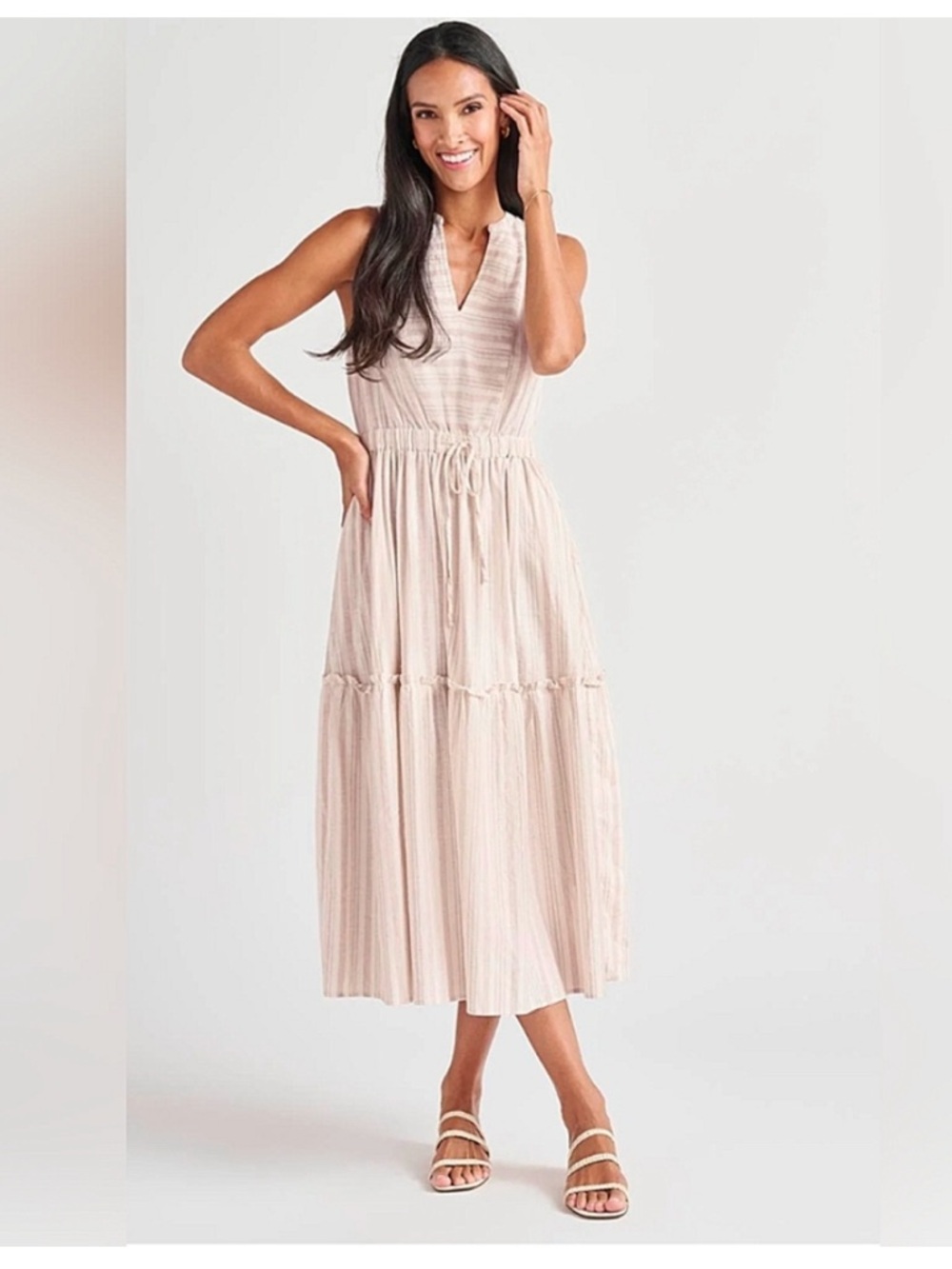Splendid Livia Linen Blend Beige Maxi Dress
